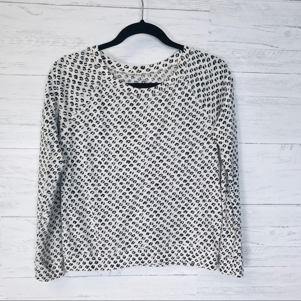 LOFT White Leopard Print Crew Neck Sweater